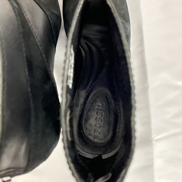 Fossil Bobbi Peep Toe Ankle Boots Booties Women’s Size 8.5 Black Leather - Picture 11 of 13